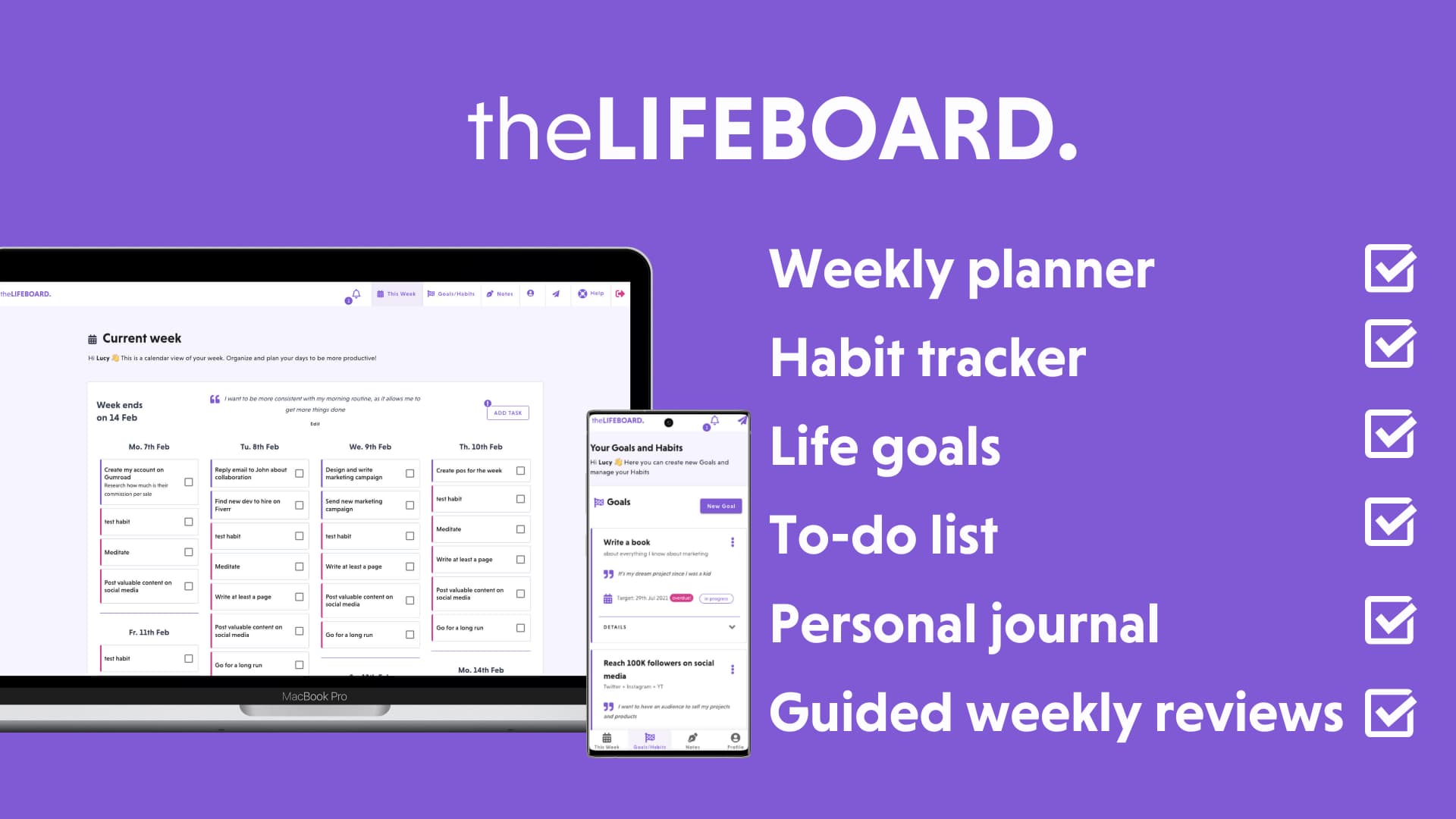 A simple weekly planner to kickstart your productivity theLIFEBOARD.app