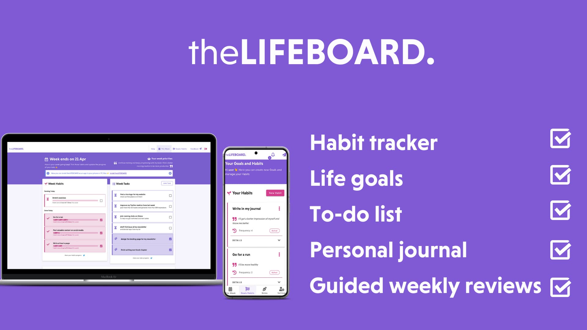 theLIFEBOARD user dashboard